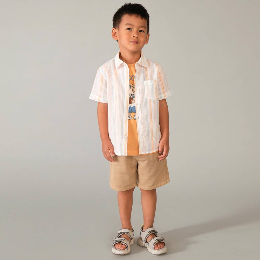 Mayoral-White Multi Stripe Shirt | Childrensalon Outlet