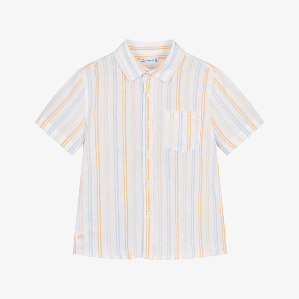 Mayoral-White Multi Stripe Shirt | Childrensalon Outlet