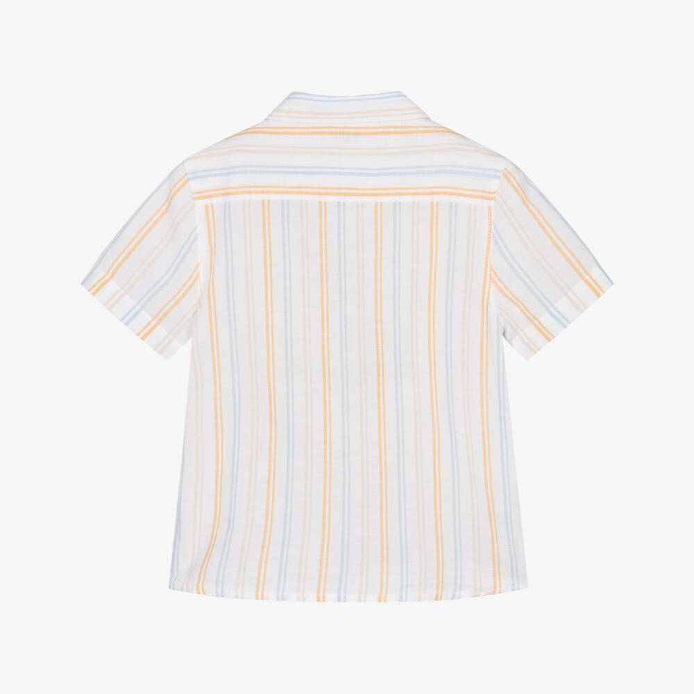 Mayoral-White Multi Stripe Shirt | Childrensalon Outlet