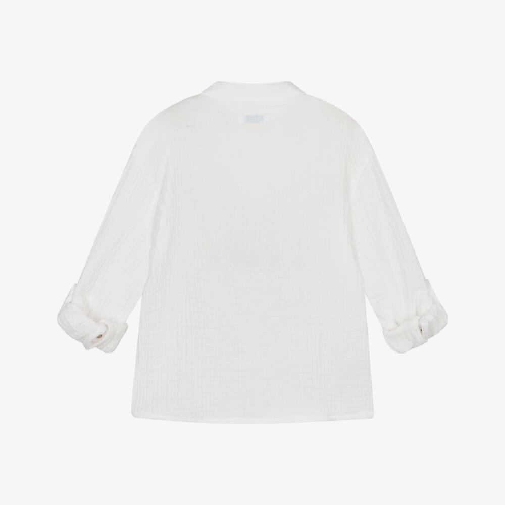 Mayoral-White Muslin Shirt | Childrensalon Outlet