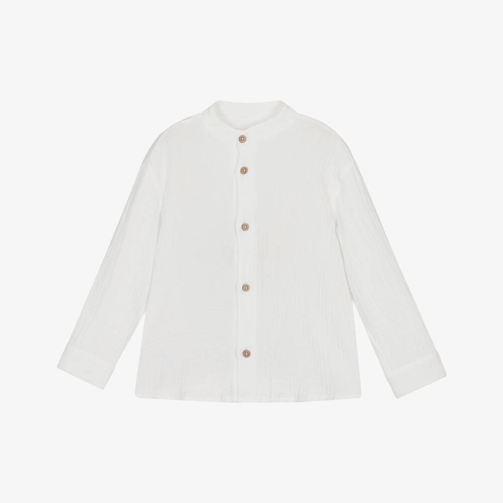 Mayoral-White Muslin Shirt | Childrensalon Outlet