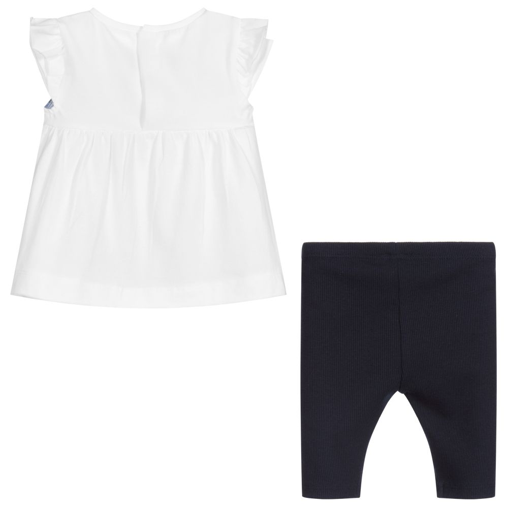 Mayoral-Белый топ с темно-синими легинсами | Childrensalon Outlet