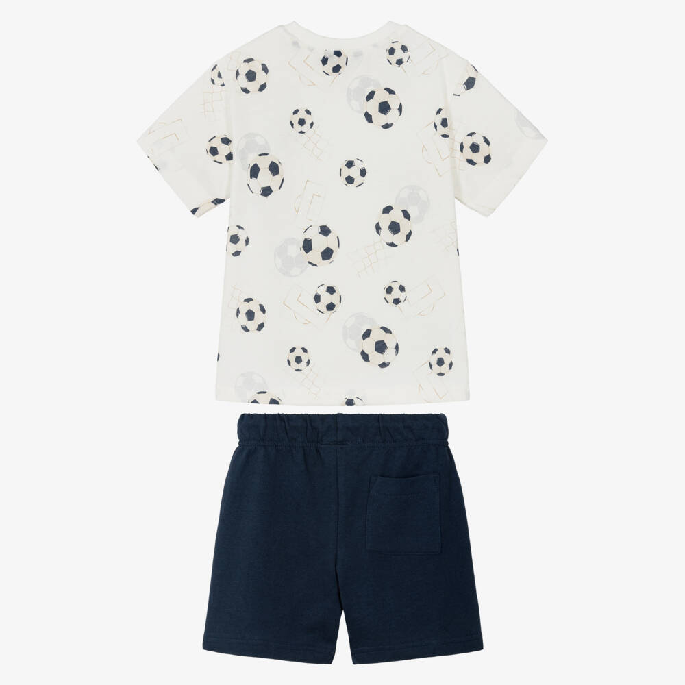 Mayoral-White & Navy Football Shorts Set | Childrensalon Outlet