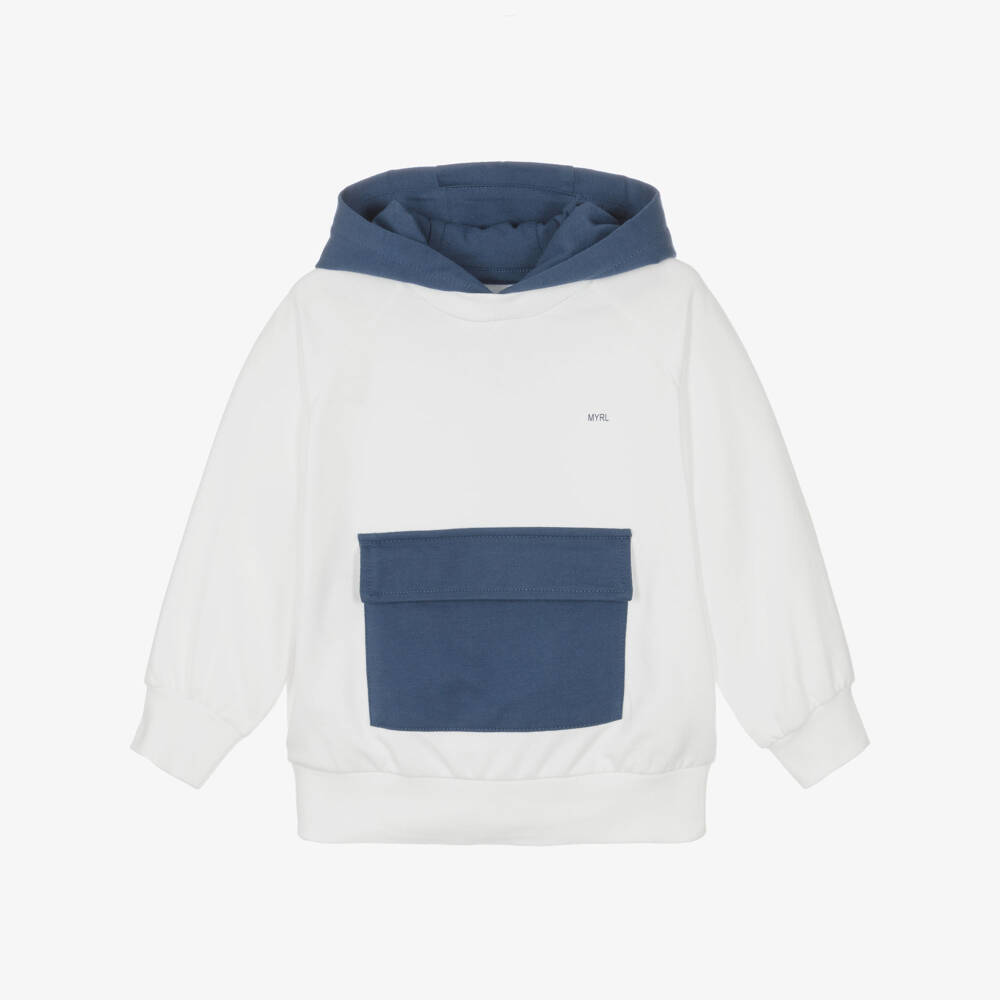 Mayoral-White & Navy Pocket Hoodie | Childrensalon Outlet