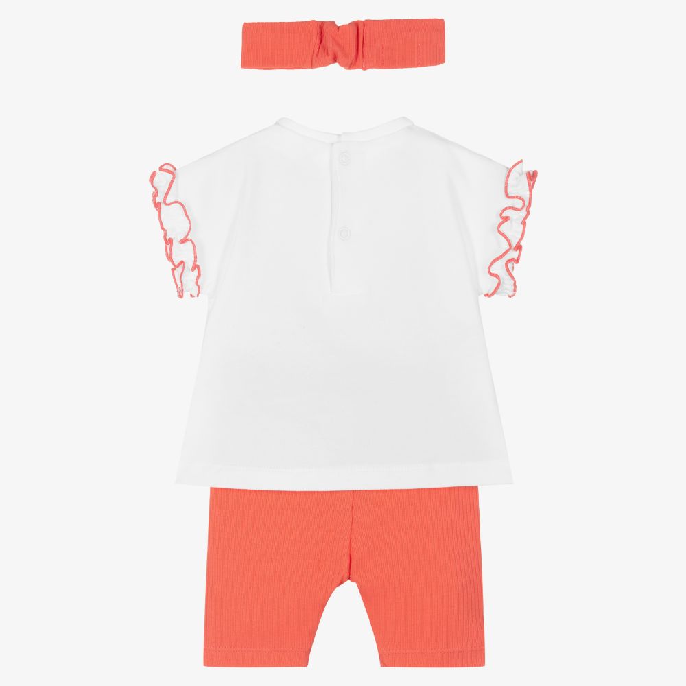 Mayoral Для новорожденных-Комплект с белым топом и оранжевыми легинсами | Childrensalon Outlet