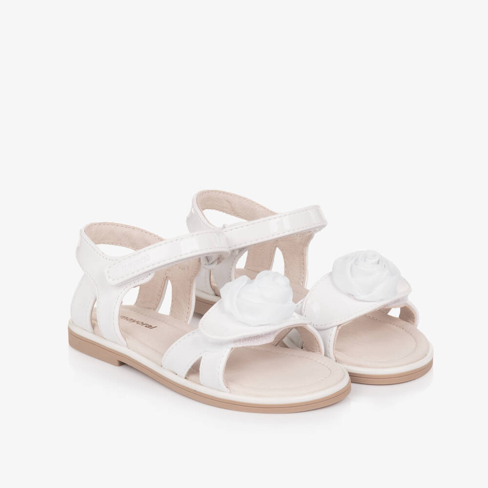 Mayoral-White Patent Flower Sandals | Childrensalon Outlet