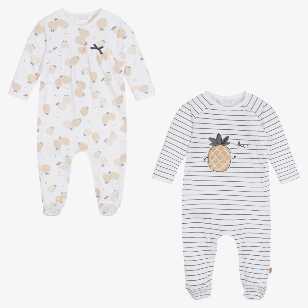 Mayoral Newborn - Weißes Ananas-Strampler-Set  | Childrensalon