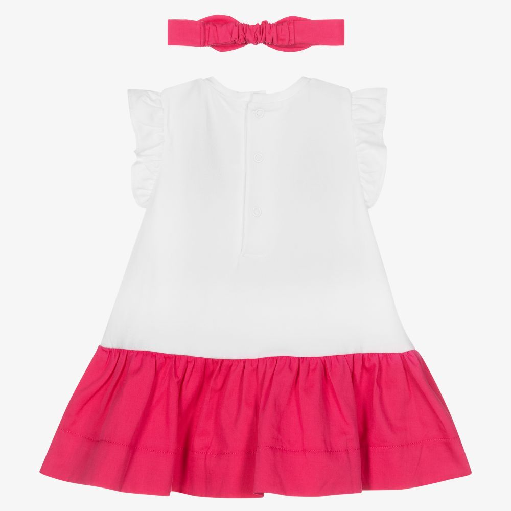 Mayoral-Бело-розовое платье с яблоком и повязка на голову | Childrensalon Outlet