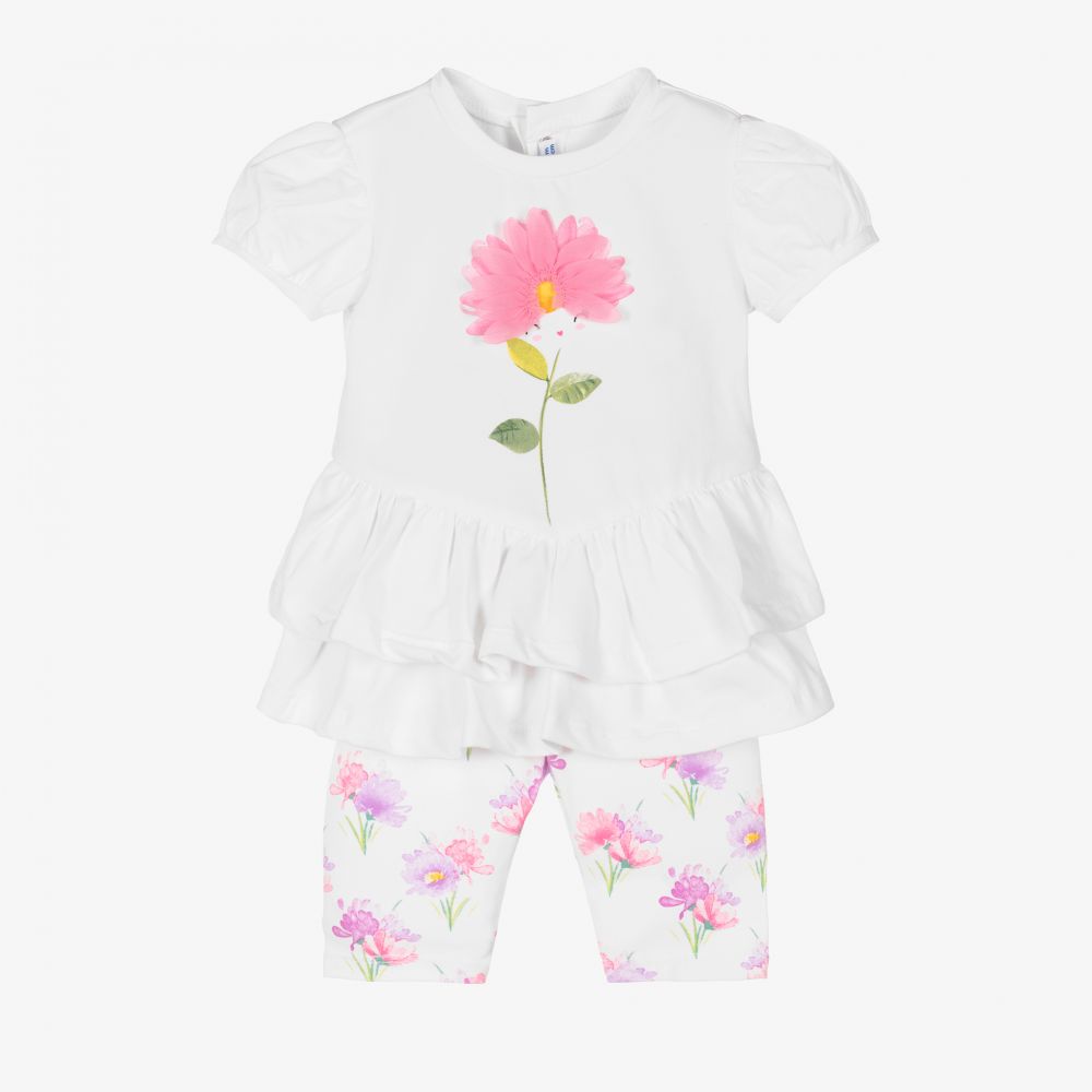 Mayoral-White & Pink Floral Dress Set | Childrensalon Outlet