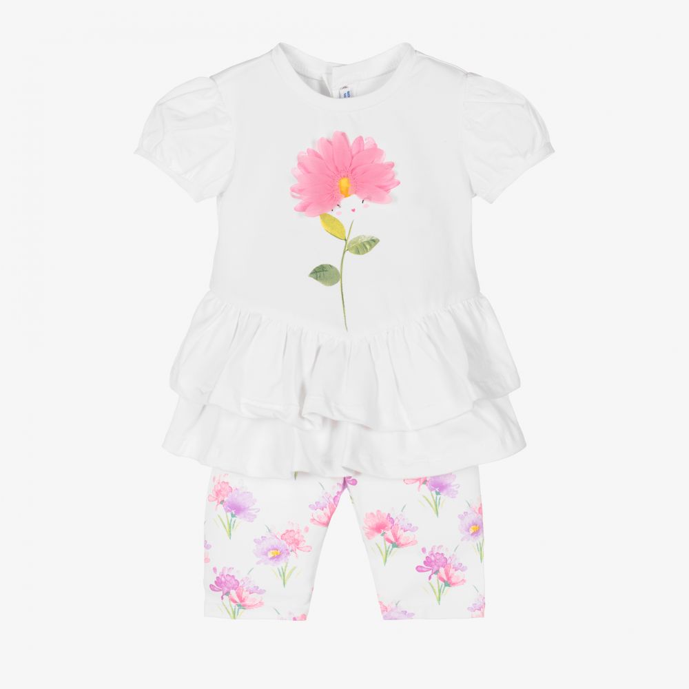 Mayoral - White & Pink Floral Dress Set | Childrensalon