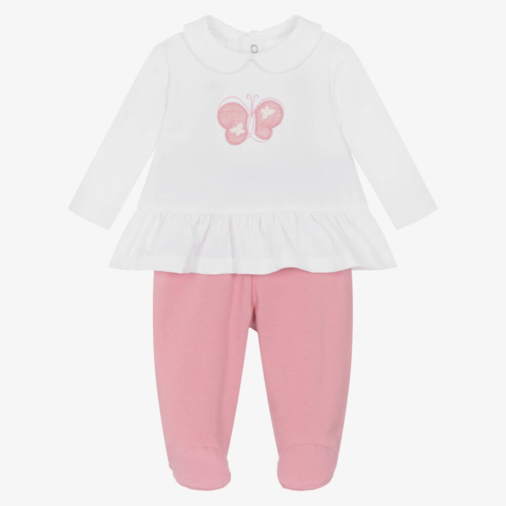 Mayoral Newborn-White & Pink Girl's 2-Piece Ensemble | Childrensalon Outlet
