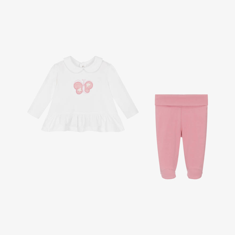 Mayoral Newborn-White & Pink Girl's 2-Piece Ensemble | Childrensalon Outlet