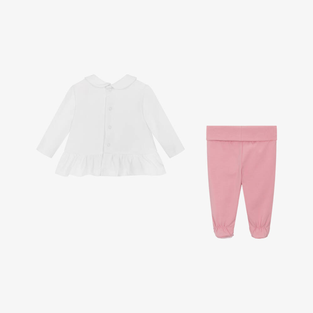 Mayoral Newborn-White & Pink Girl's 2-Piece Ensemble | Childrensalon Outlet