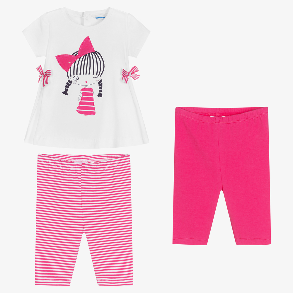 Mayoral - Leggings-Set in Weiß und Pink | Childrensalon