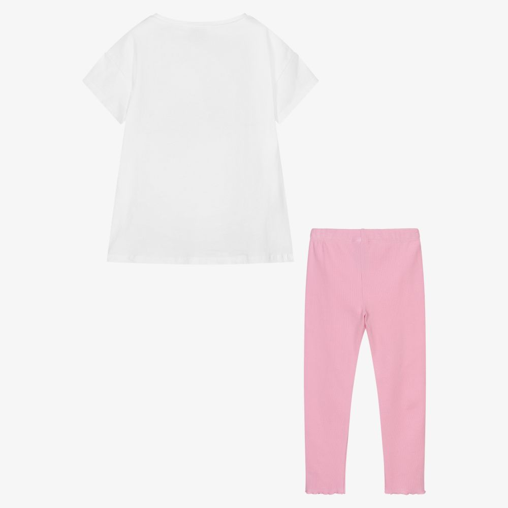 Mayoral-White & Pink Leggings Set | Childrensalon Outlet