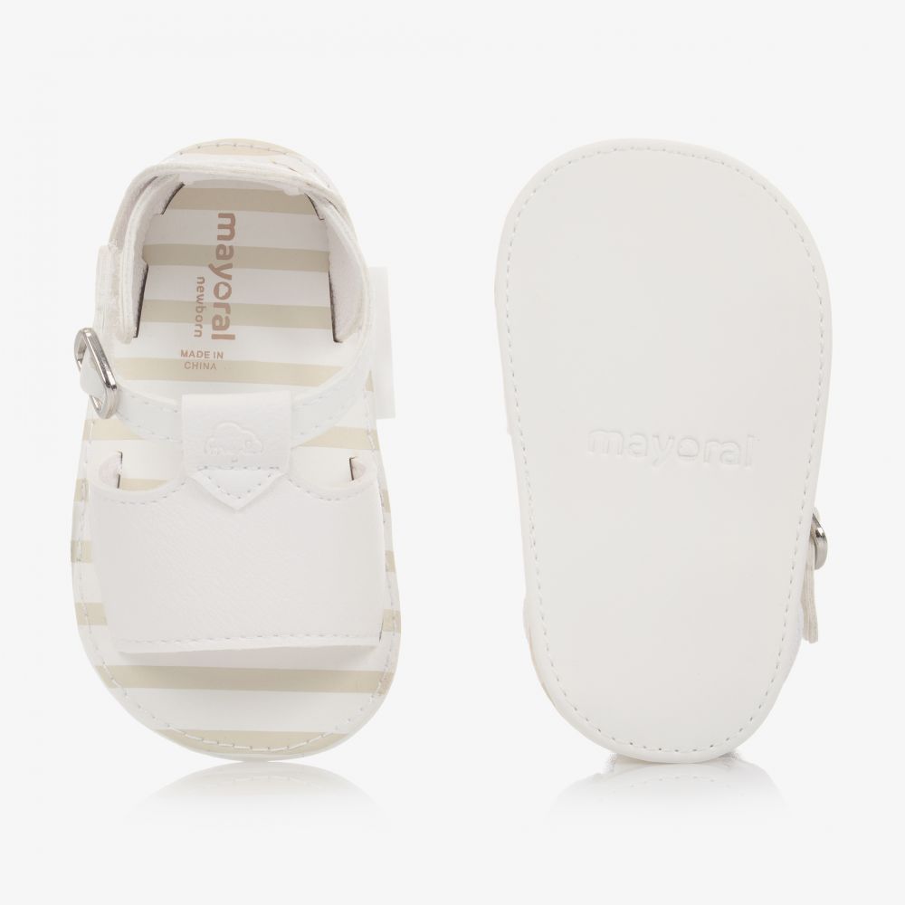 مايورال Newborn-صندل جلد صناعي لون أبيض لمرحلة قبل المشي للمواليد | Childrensalon Outlet