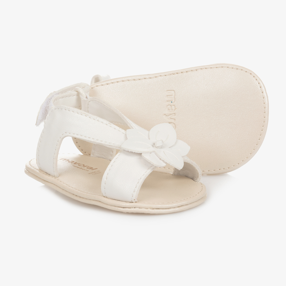 Mayoral Newborn White PreWalker Sandals Childrensalon Outlet