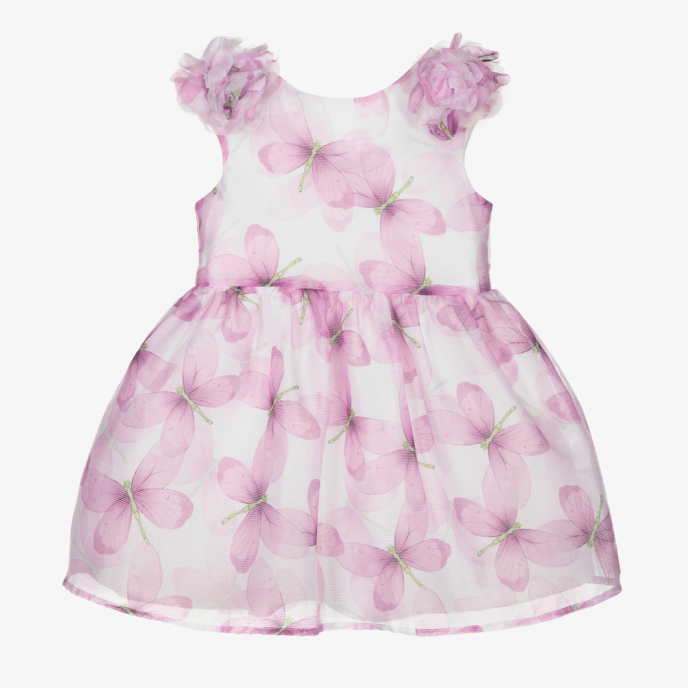 Mayoral - Robe blanche/violette à papillons | Childrensalon