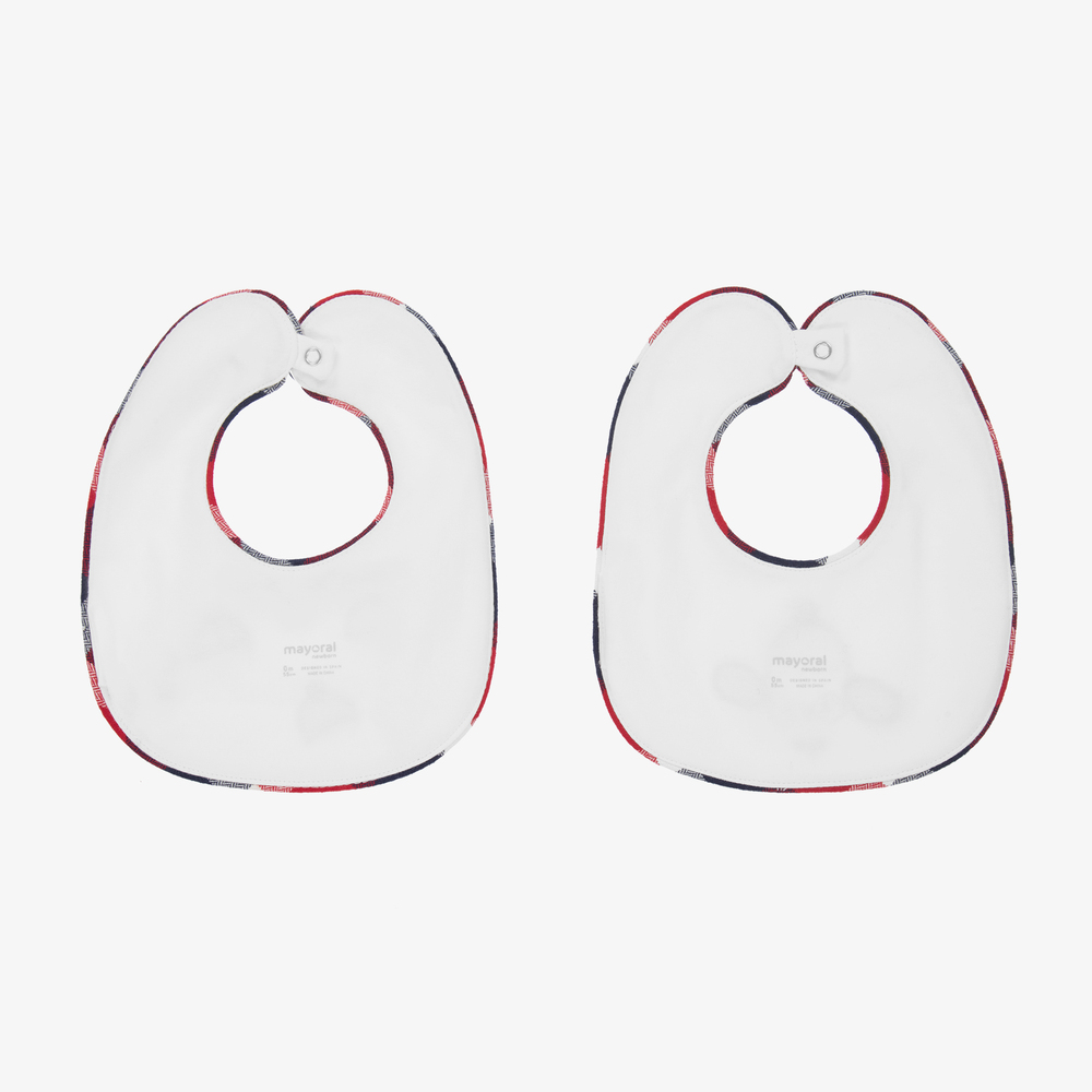 مايورال Newborn-مريلة قطن لون أبيض وأحمر للمواليد (عدد 2) | Childrensalon Outlet