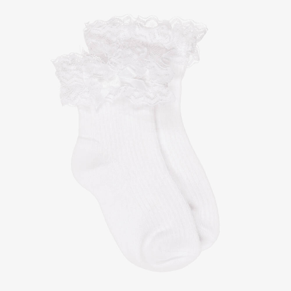 Mayoral Newborn-White Ruffle Lace Socks | Childrensalon Outlet