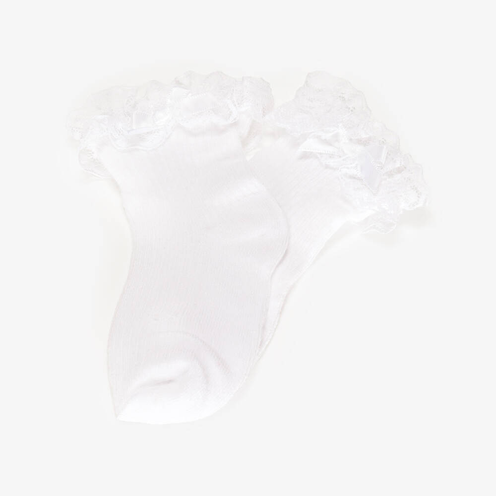 Mayoral Newborn-White Ruffle Lace Socks | Childrensalon Outlet