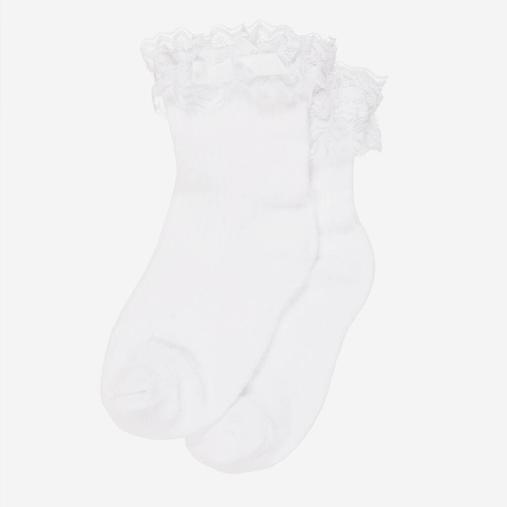 Mayoral Newborn-White Ruffle Lace Socks | Childrensalon Outlet