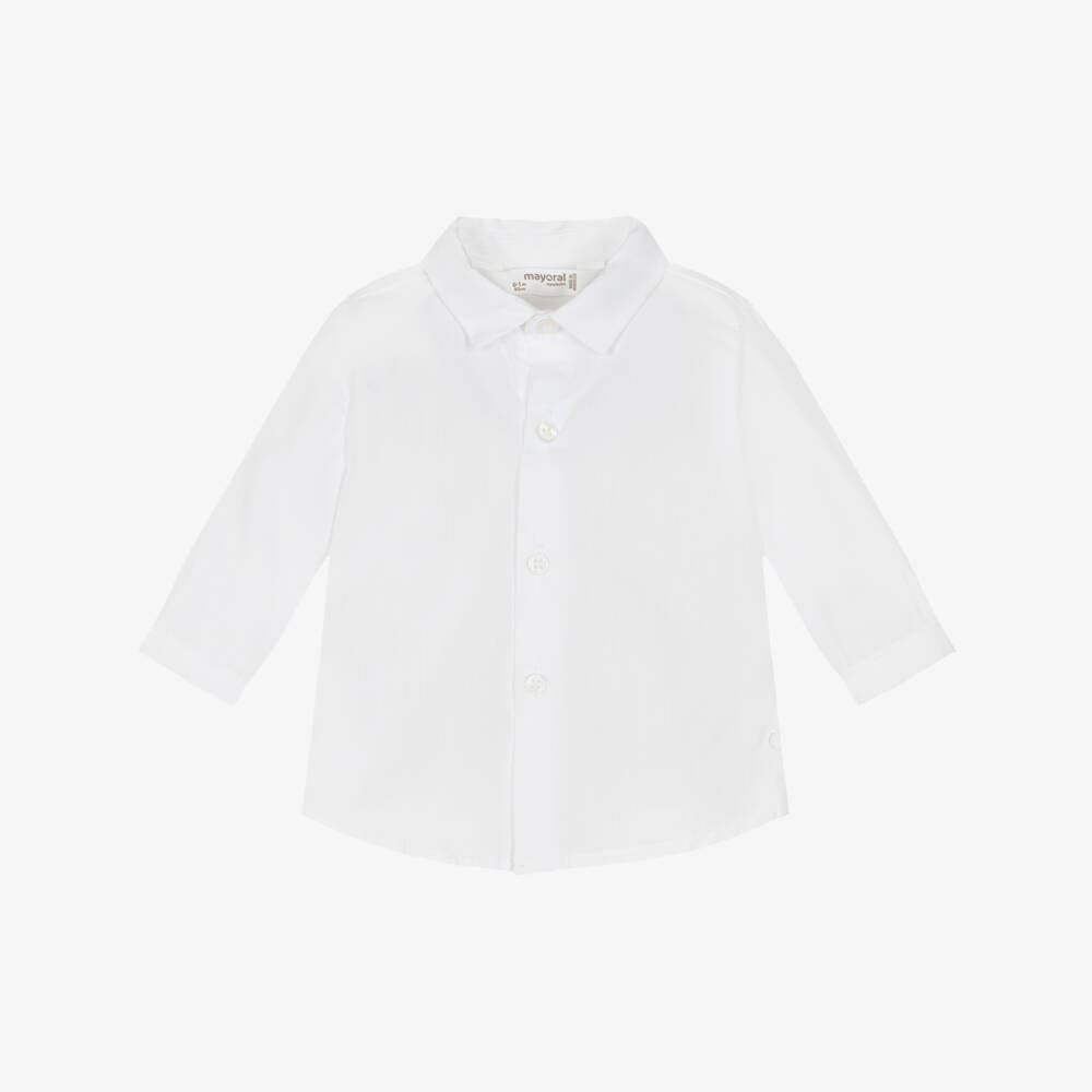 Mayoral Newborn-White Shirt With Bow Tie | Childrensalon Outlet