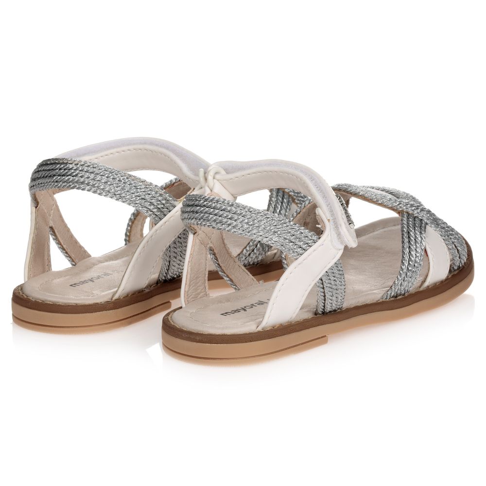 Mayoral White Silver Braided Sandals