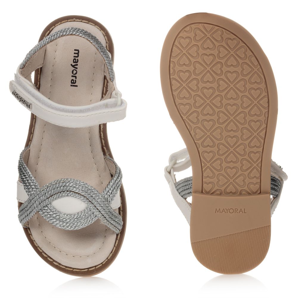 Mayoral White Silver Braided Sandals Childrensalon Outlet