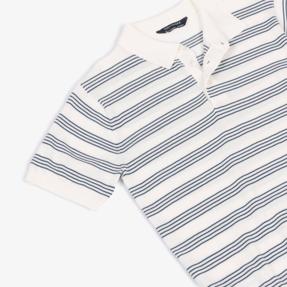 Mayoral Nukutavake-White Stripe Knit Polo | Childrensalon Outlet