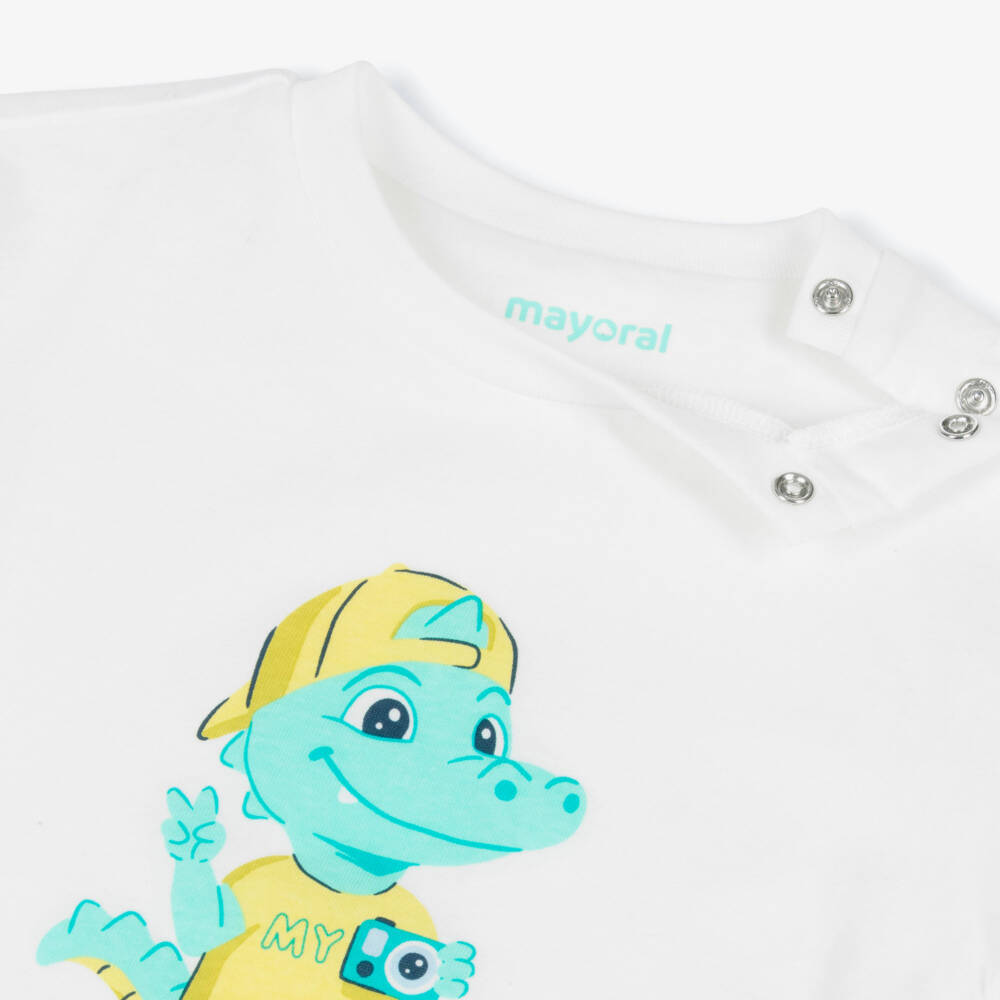 Mayoral-White & Turq Crocodile Print Swim Short Set | Childrensalon Outlet