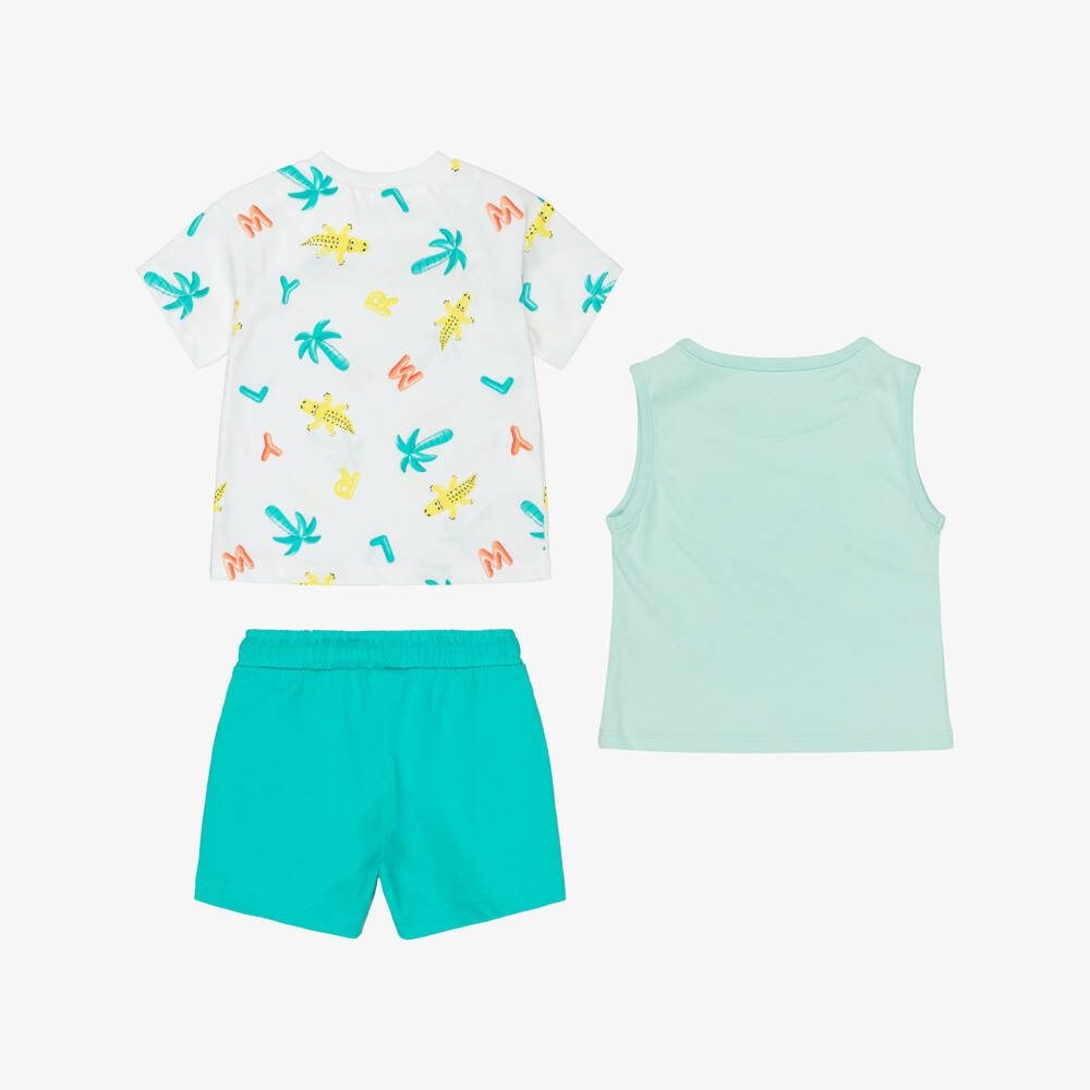 Mayoral-White & Turq Crocodile Short Set | Childrensalon Outlet