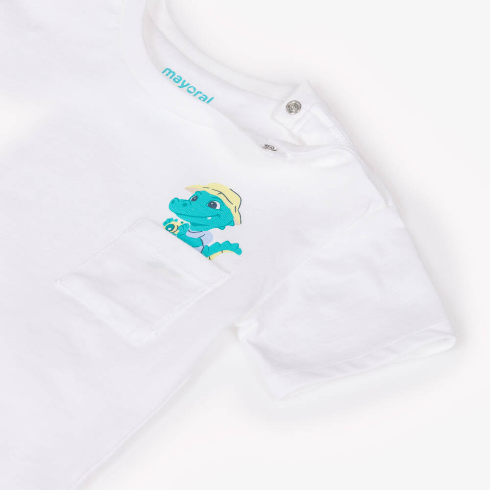 Mayoral-White & Yellow Crocodile Print Short Set | Childrensalon Outlet