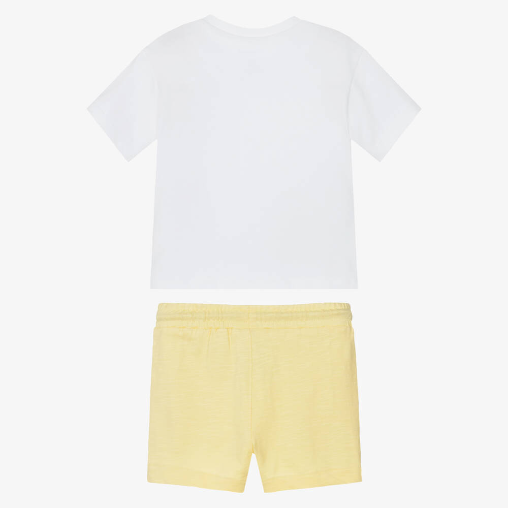 Mayoral-White & Yellow Crocodile Print Short Set | Childrensalon Outlet