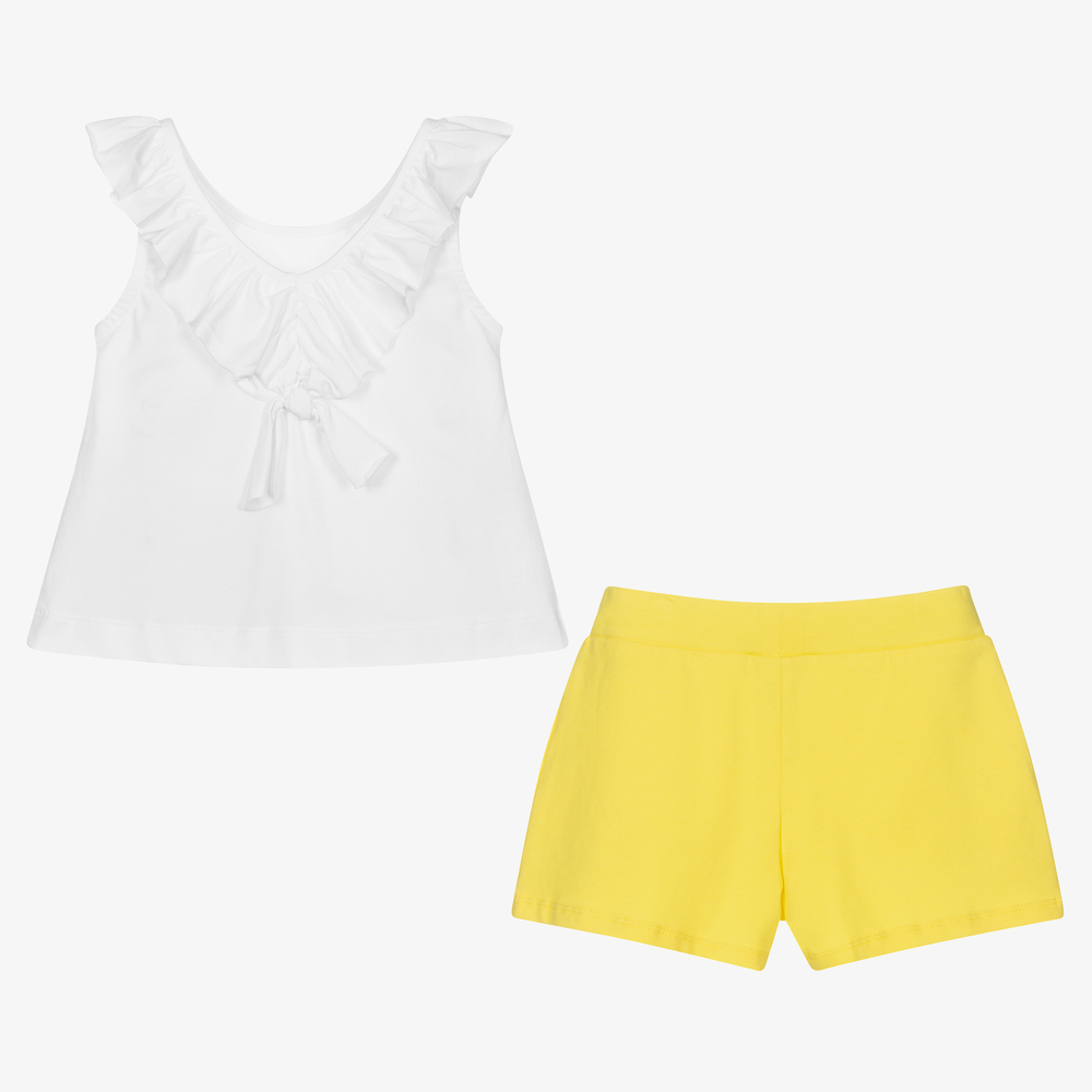 Mayoral-White & Yellow Shorts Set | Childrensalon Outlet