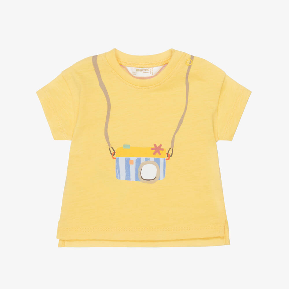 Mayoral Newborn-Yellow And Ivory T-shirt 2pk | Childrensalon Outlet