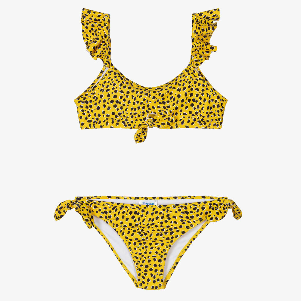 Yellow animal print bikini clearance