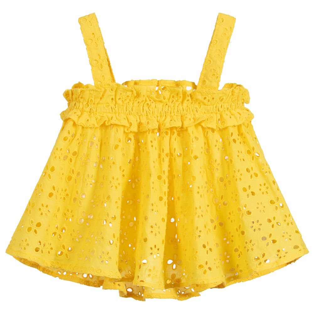 yellow broderie top