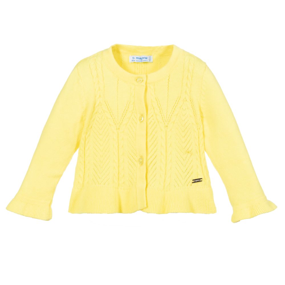 Mayoral - Cardigan jaune en coton | Childrensalon