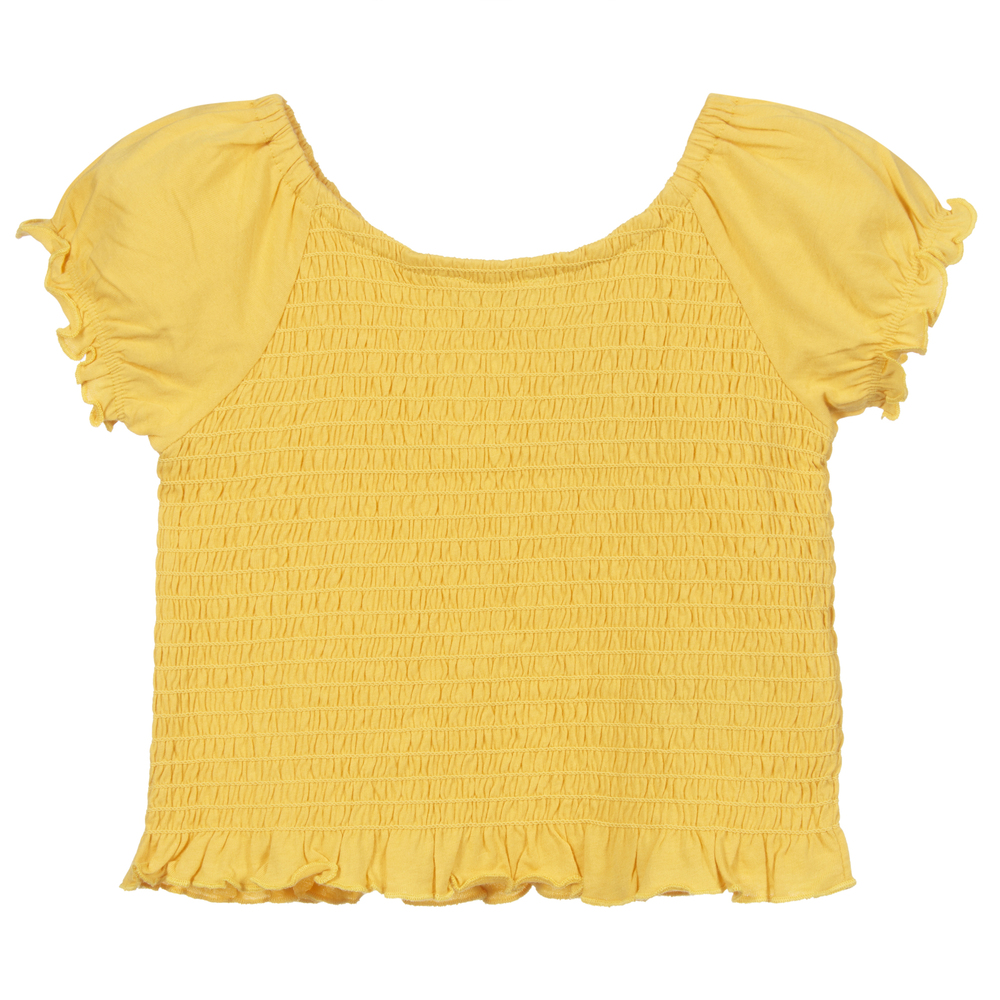 Mayoral-Yellow Cotton Jersey Top | Childrensalon Outlet