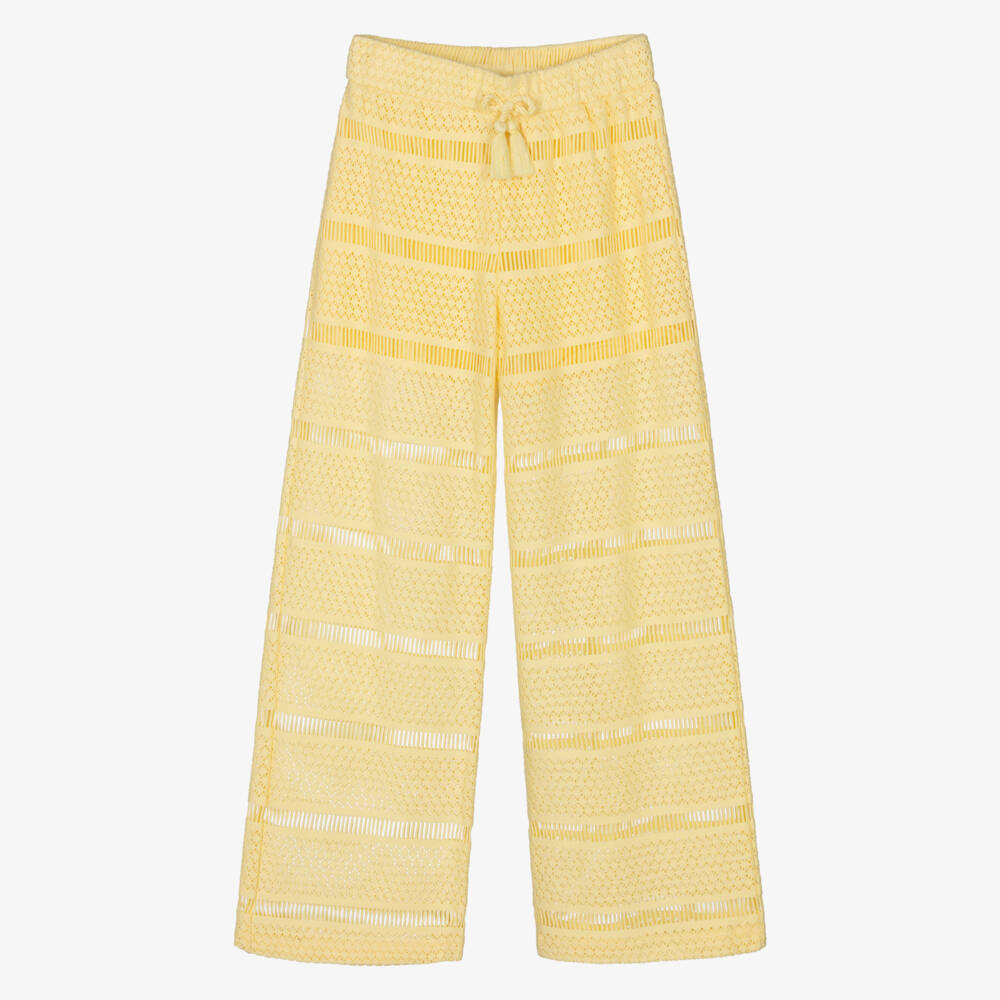 Mayoral-Yellow Crochet Trousers | Childrensalon Outlet