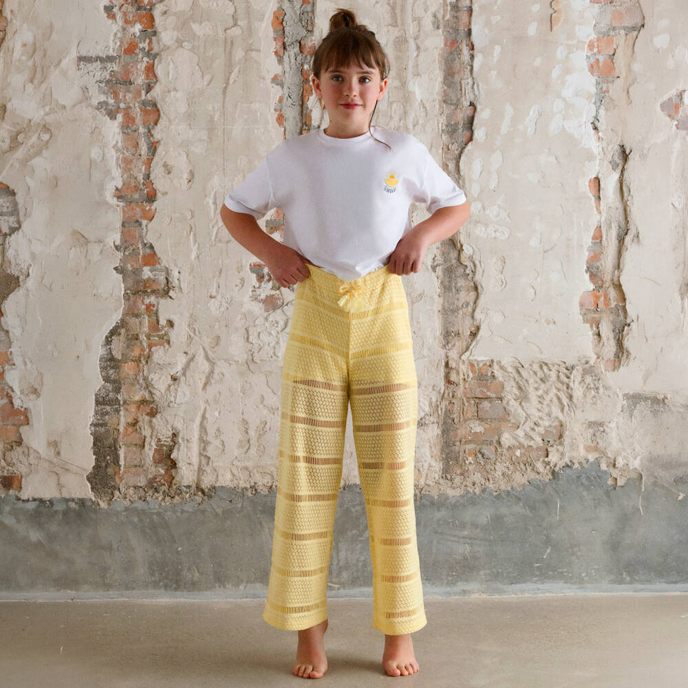 Mayoral-Yellow Crochet Trousers | Childrensalon Outlet