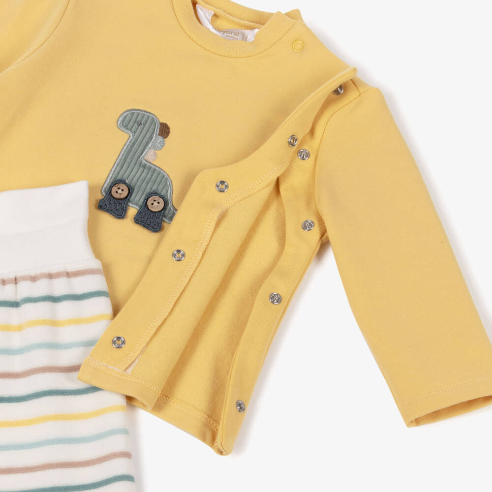 Mayoral Newborn-Yellow Dino 2 Piece Babygrow | Childrensalon Outlet