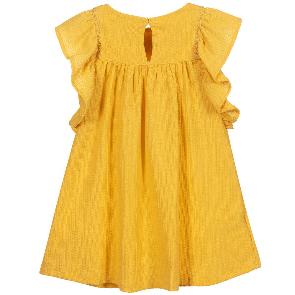 Mayoral-Yellow Embroidered Dress | Childrensalon Outlet