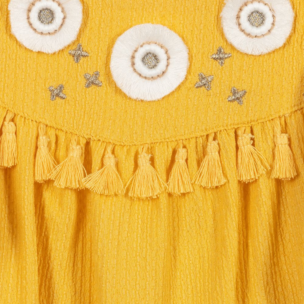 Mayoral-Yellow Embroidered Dress | Childrensalon Outlet