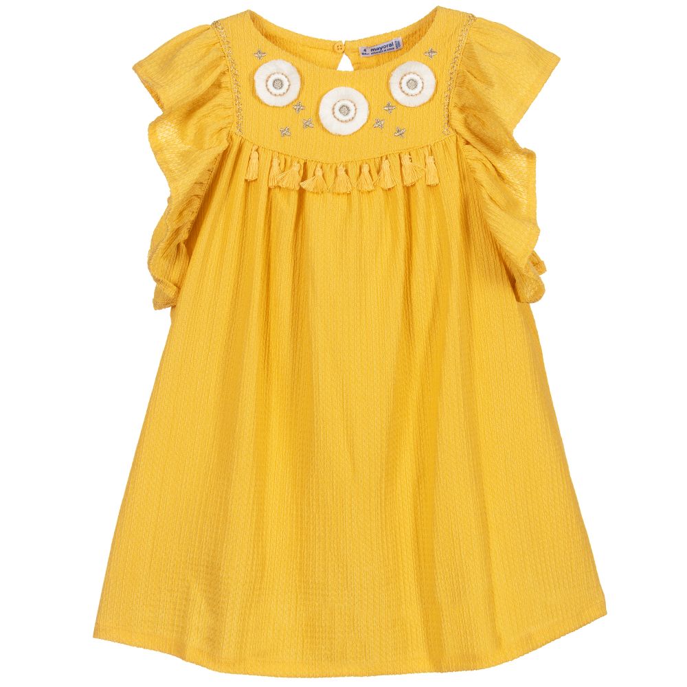 Mayoral - Желтое платье с вышивкой | Childrensalon