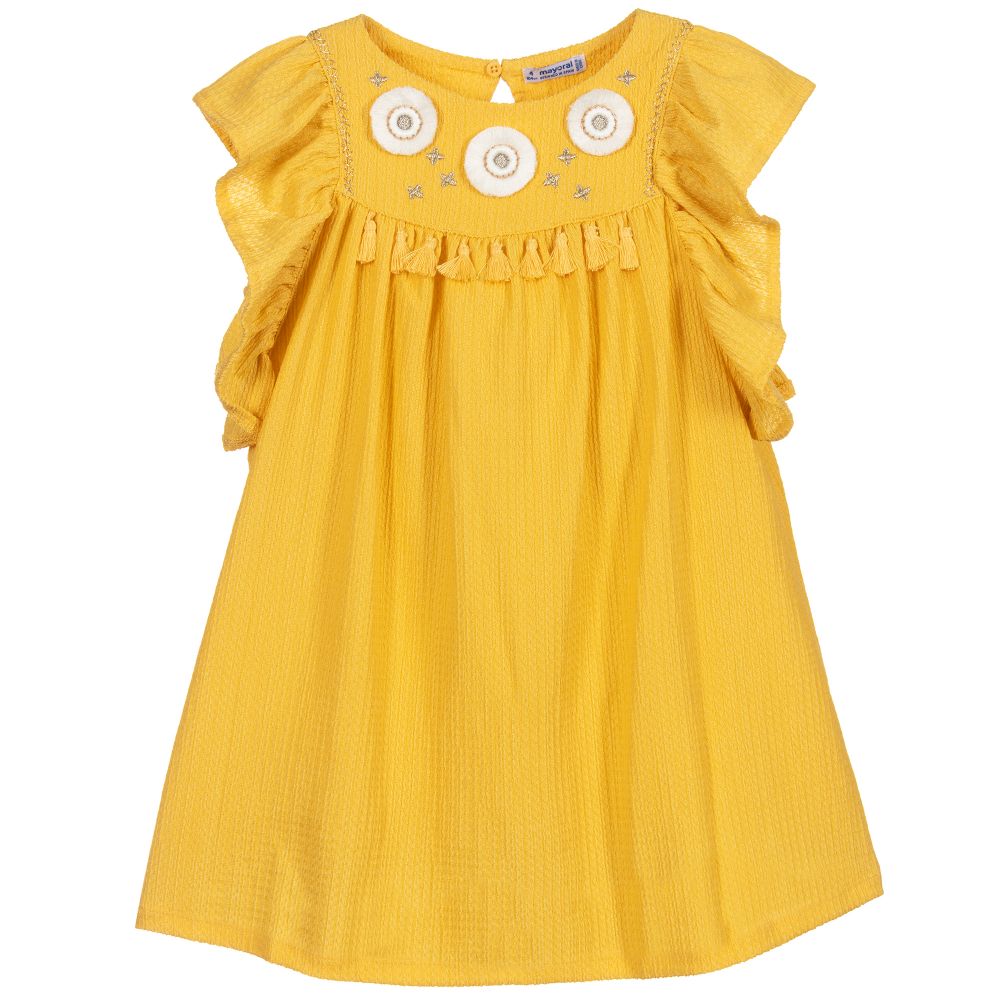 Mayoral - Robe jaune brodée | Childrensalon