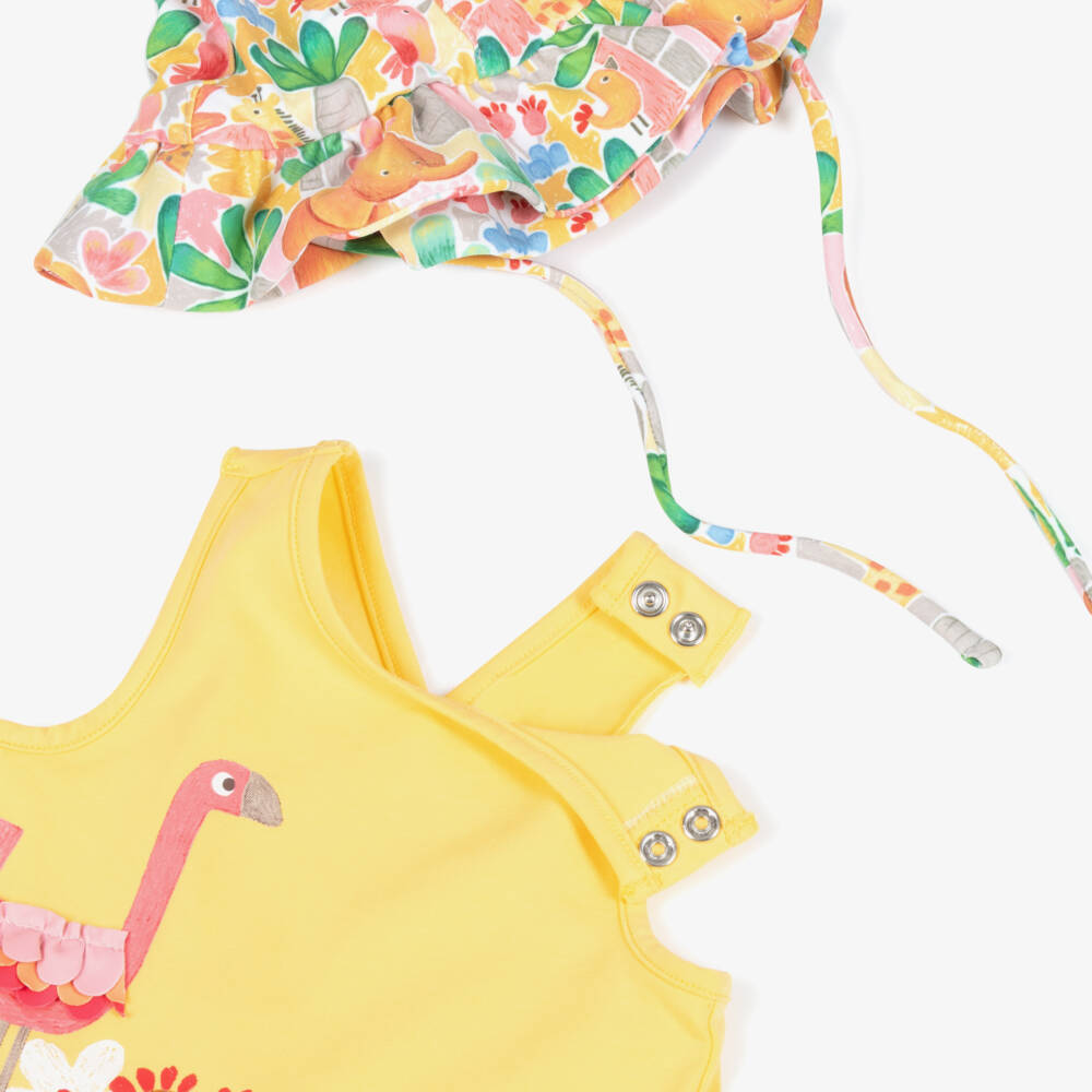 Mayoral Newborn-Yellow Flamingo Beach Set | Childrensalon Outlet