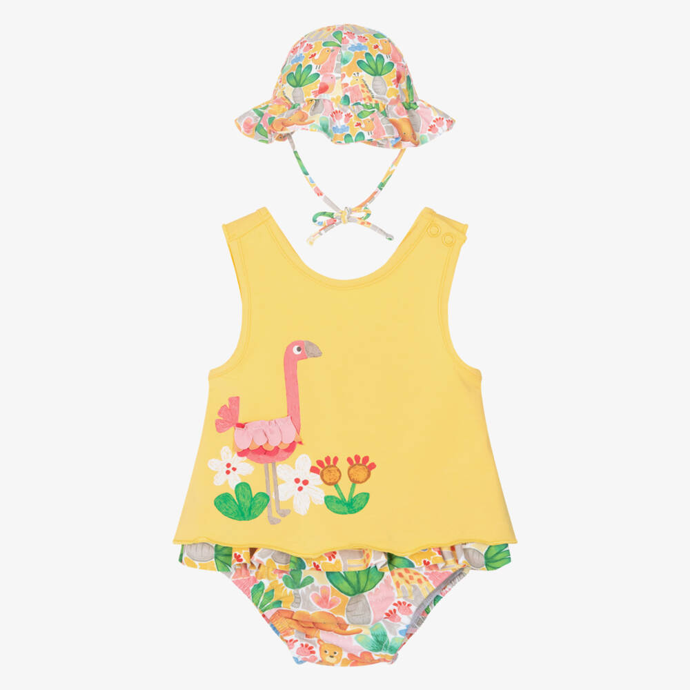 Mayoral Newborn-Yellow Flamingo Beach Set | Childrensalon Outlet