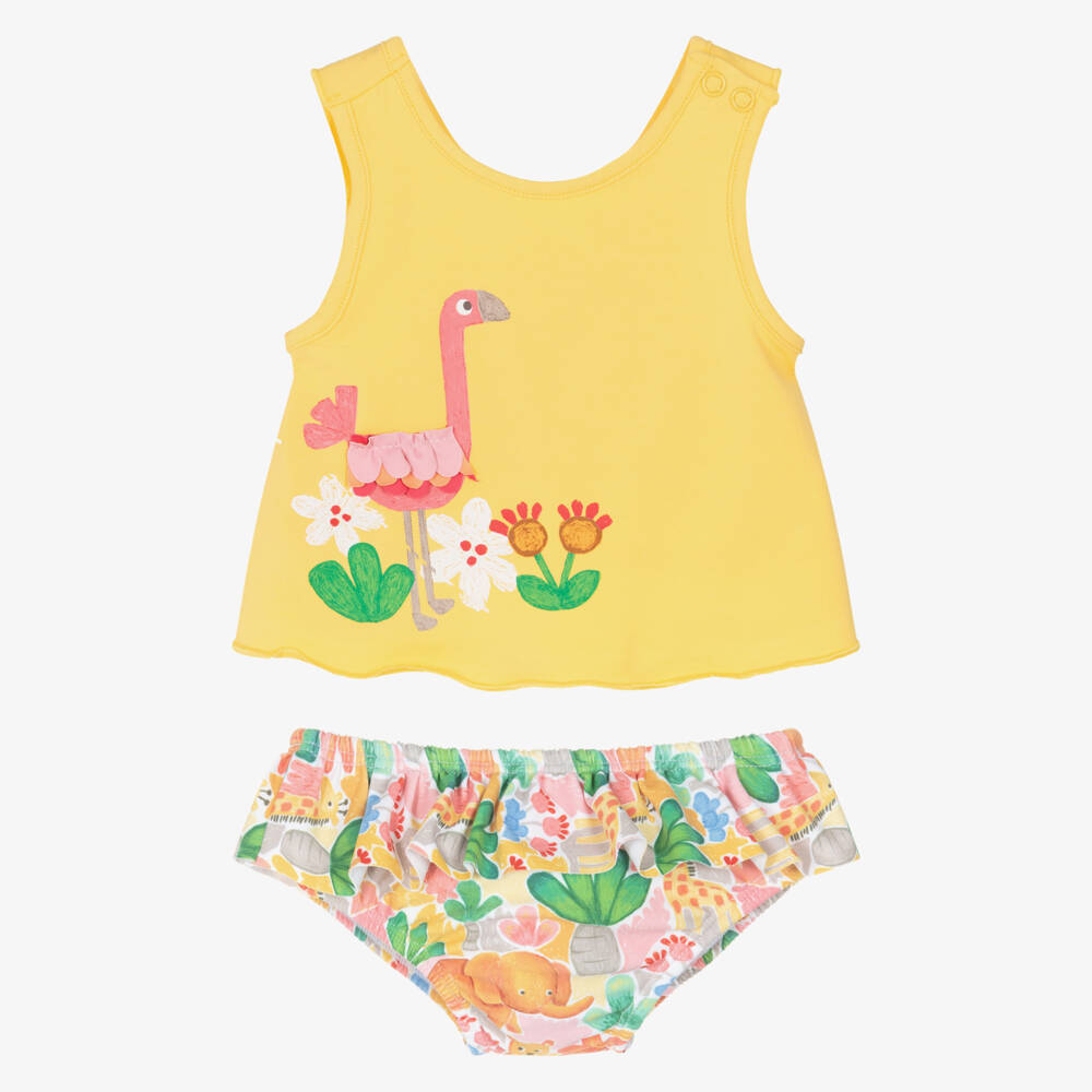 Mayoral Newborn-Yellow Flamingo Beach Set | Childrensalon Outlet